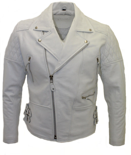 Infinity Nassau Men's Cowhide Leather Biker Jacket Grey 5XLarge 2