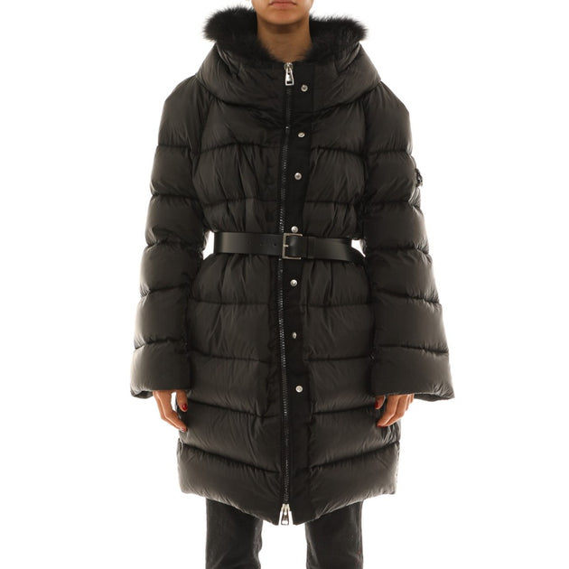 ブルゾン Ermanno Scervino Long Down Jacket With Hood In Black Nylon Ermanno Scervino Long Down Jacket With Hood In Black Nylon