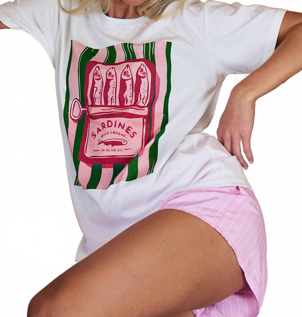 Urban Daizy T-shirt Sardine Graphic Blanc Medium 3