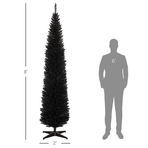 BreeBe 8FT Unlit Pencil Artificial Christmas Tree Green 4