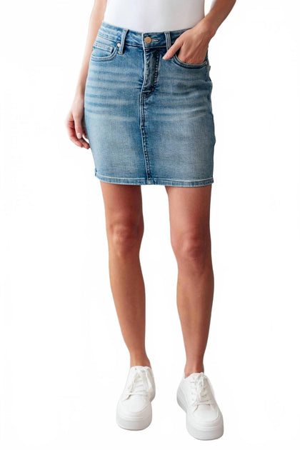 Judy Blue Haley High Rise Control Top Skirt Blue XLarge 2