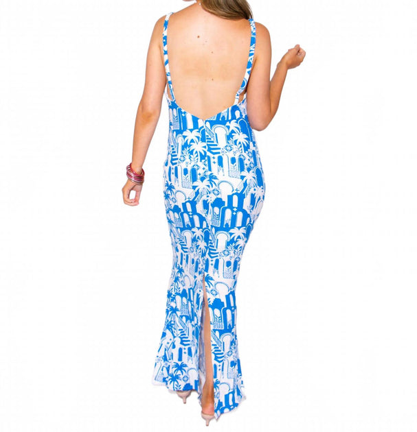 Sugarlips Stairway To Santorini Maxi Dress Blue Medium 3