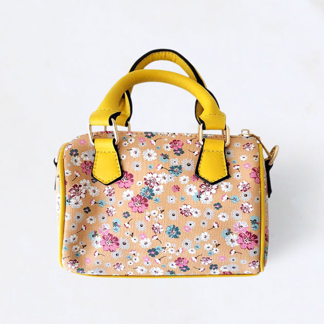 FASHNZFAB Flower Patterned Tote Crossbody Bag Pink One Size 3