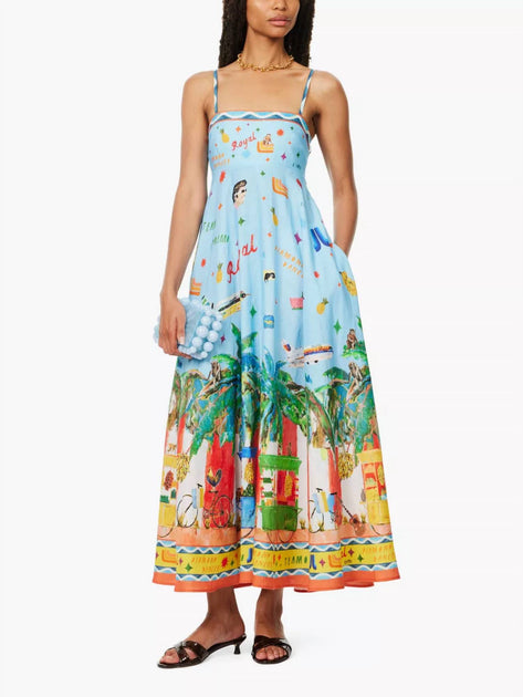 ALEMAIS Teamo Supremo Midi Dress Multi US 0 2