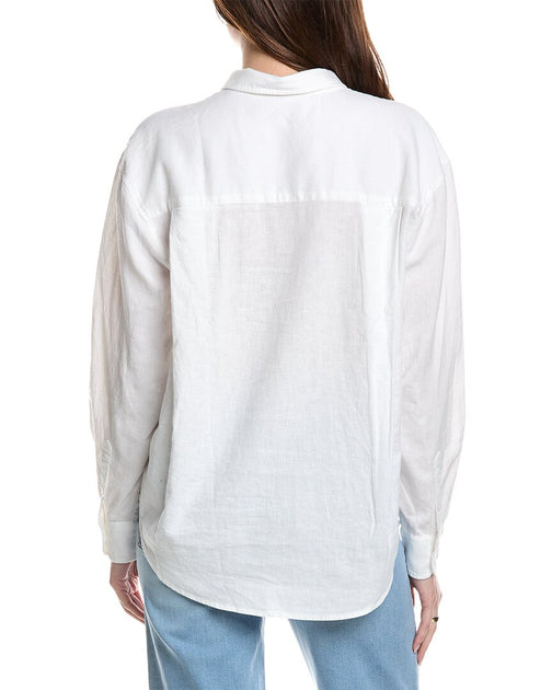 7 For All Mankind Easy Linen-Blend Shirt White XSmall 3