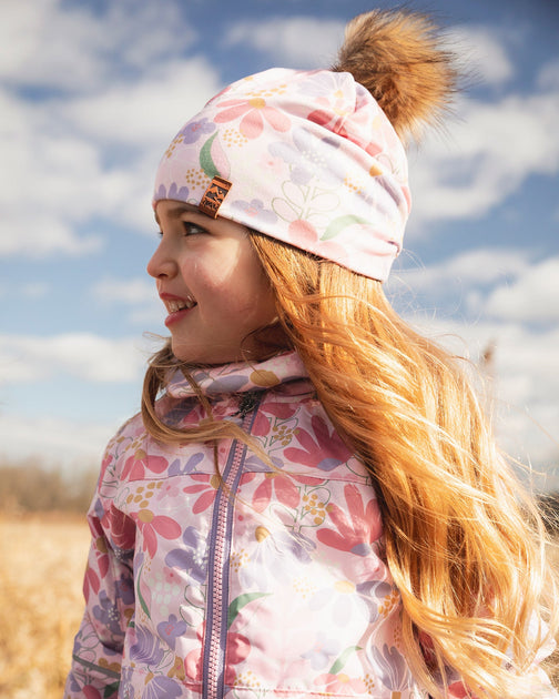 Deux par Deux Stretch Jersey Hat Pink Flower Print US 7 3