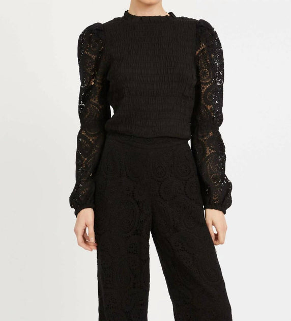 CABALLERO Arabella Long Sleeve Top Black Medium 2