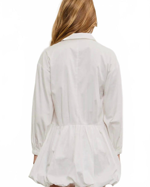 Mustard Seed Button Down Balloon Dress White Large 4