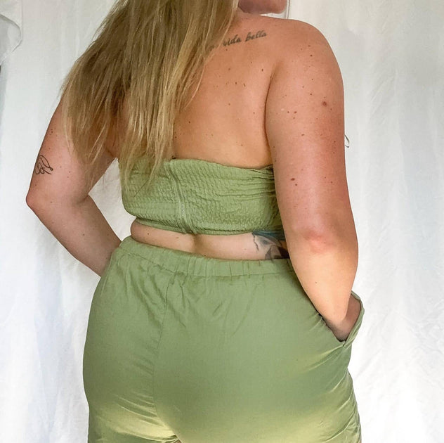LE LIS Lola Bow Tube Top Green Large 3