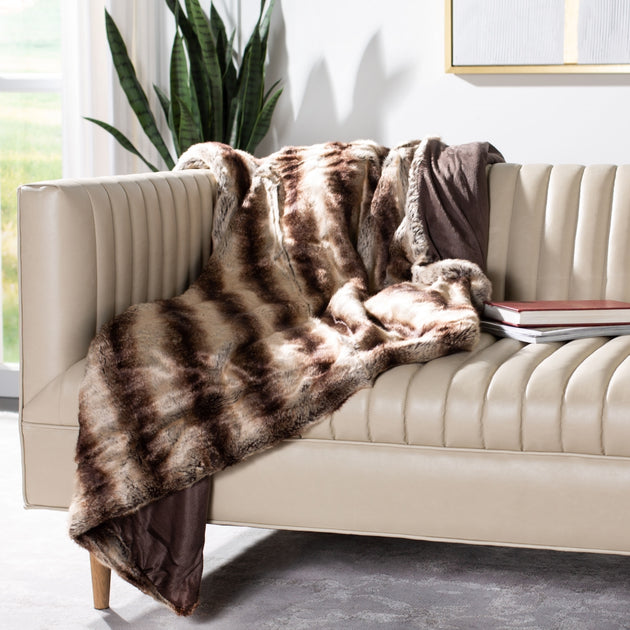 Safavieh Coco Striped Throw White/Brown 2