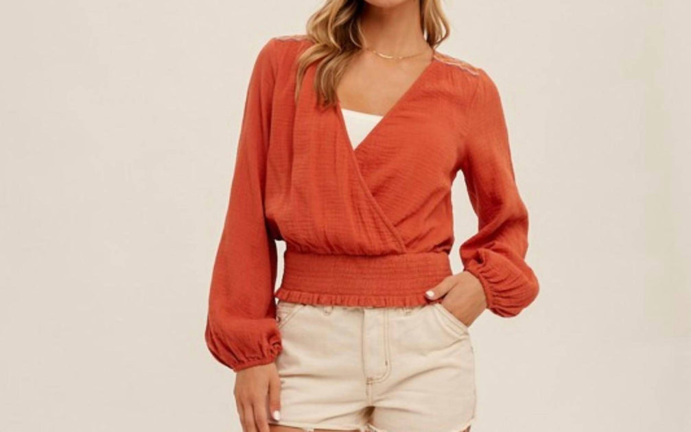 Hem & Thread Embroidered Top Orange Medium 3
