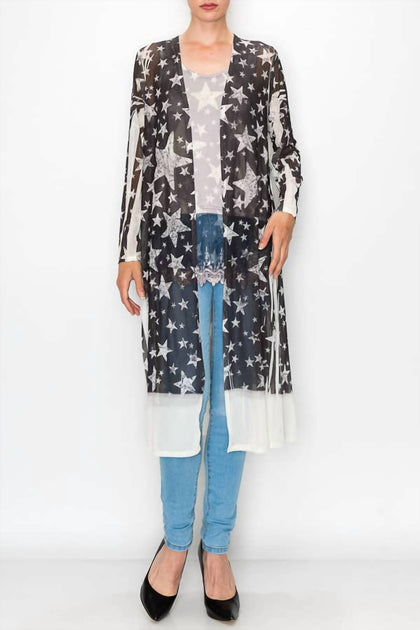 Origami Star Long Sleeve Duster Black XL 2