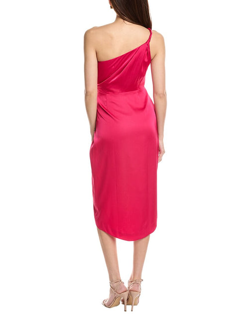 AMUR Deena One-Shoulder Midi Dress Pink US 00 3