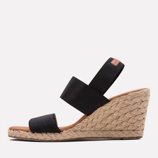Andre Assous Allison Wedge Sandals Black US 7 4