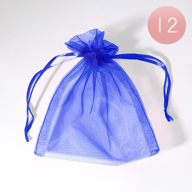 FASHNZFAB 12 Pieces Organza Gift Bags White 5.5x6.5 7