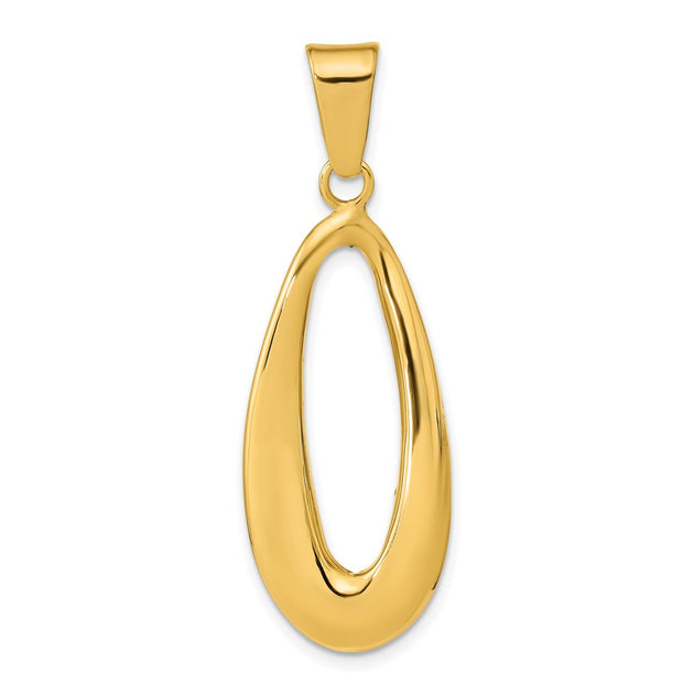 Diamond2Deal Hollow Oval Pendant Yellow Gold 2
