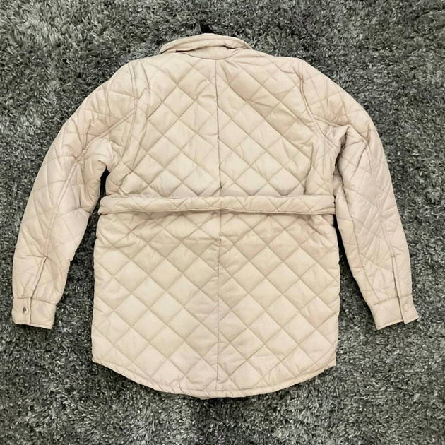 Brave Soul Diamond Quilted Belted Jacket Beige US 8 3