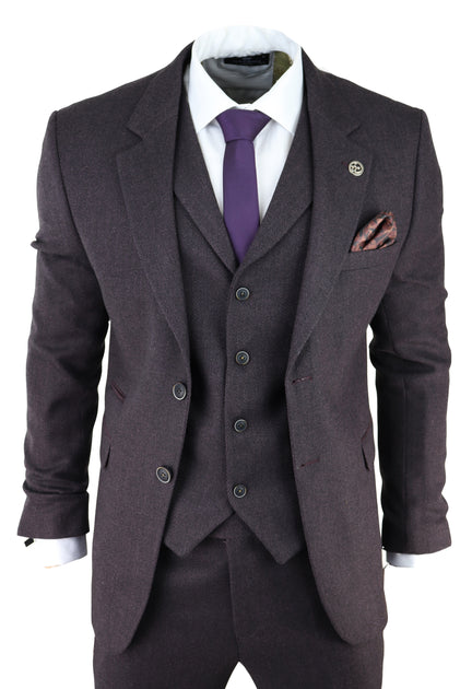 TruClothing AK-05 Herringbone Tweed Suit Purple US 48 Regular 2