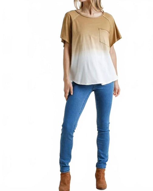 Umgee Dip Dye Raw Edged Top Gold Small 2