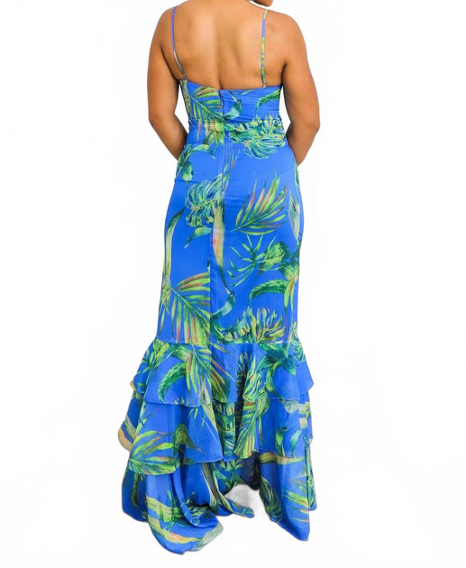 SurelyMine Maxikleid mit Blätterprint 4