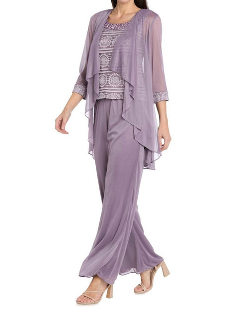 R & M Richards Embroidered Pant Suit Purple US 14 3