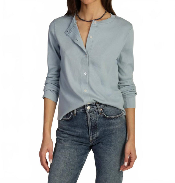 Dylan Rowan Rib Cardigan Blue Small 4