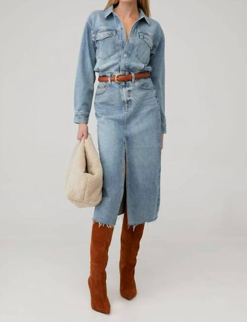 pistola amira denim midi dress PISTOLA Amira Dress In Marcel
