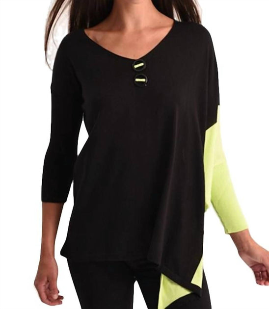 ANGEL Neon Panel Slit Over Bluse Schwarz XXL 3