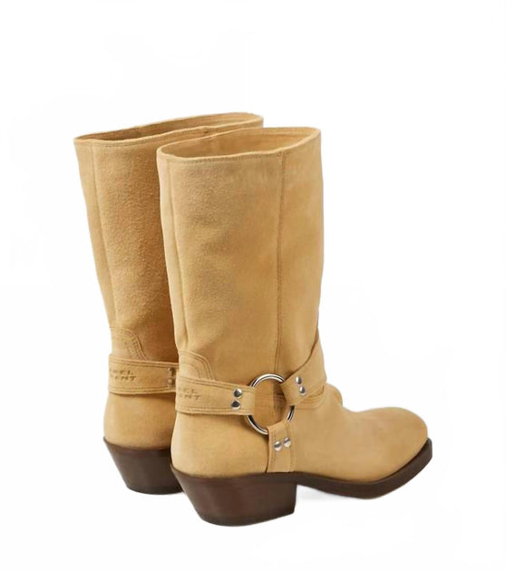 Isabel Marant Antya Suede Biker Boots Beige EU 39 4