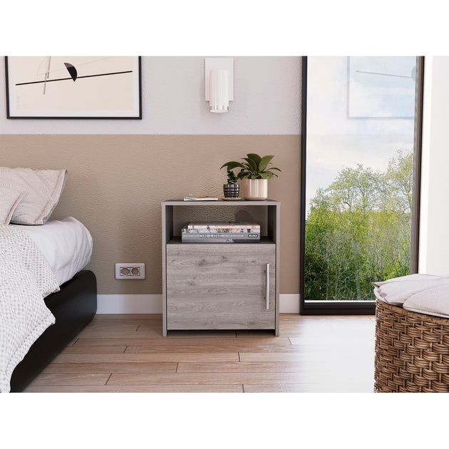 Streamdale Florian 1-Shelf Nightstand Light Grey 2