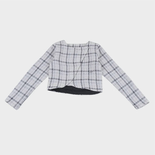 little Olin Girls' Tweed Jacket Grey US 8 3