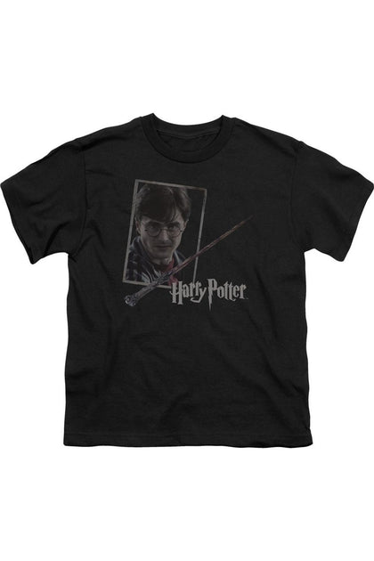 Gildan Harry Potter Harrys Wand Portrait Short Sleeve Tee Black XSmall 2