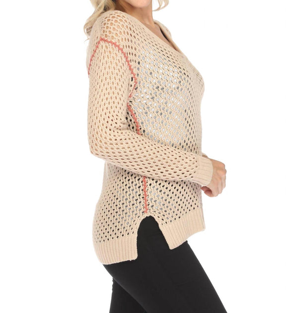Johnny Was Theresa Häkel-Pullover Top Beige XSmall 4