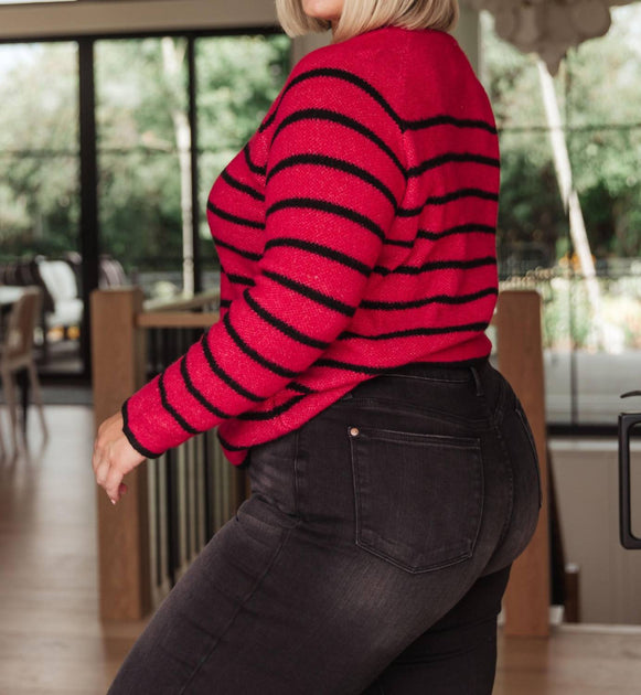 Sew In Love Knit Striped Sweater Pink 3X 3