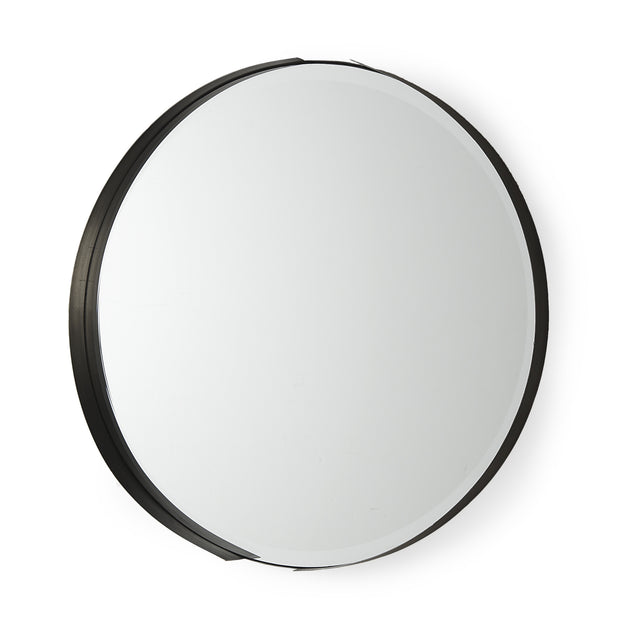Hivvago Round Framed Accent Mirror Black 24in 3