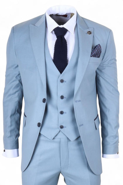 Infinity Men's 3 Piece Plain Blue Work Formal Suit Blue US 50 Regular 2