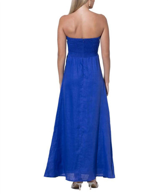 LUSANA Melody Leinen Maxikleid Blau Medium 4