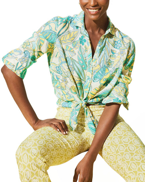 J.McLaughlin Britt Linen Blouse Multi Large 2