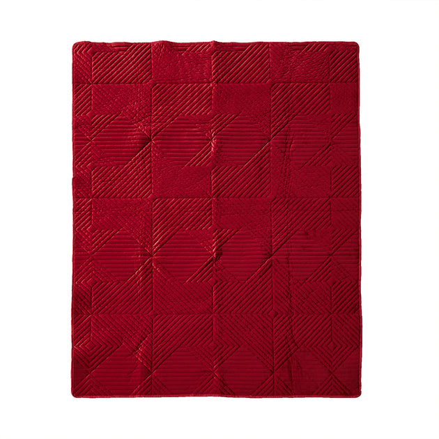 BreeBe Riviera Velvet Throw Red 4