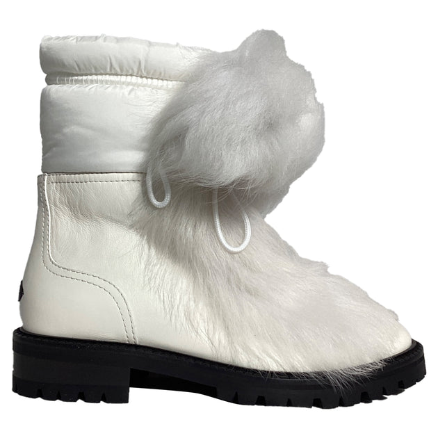 Jimmy Choo Fur Trim Ankle Boots White 35.5 2