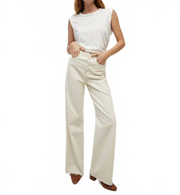 Veronica Beard Taylor High Rise Wide Leg Jeans White 25 4