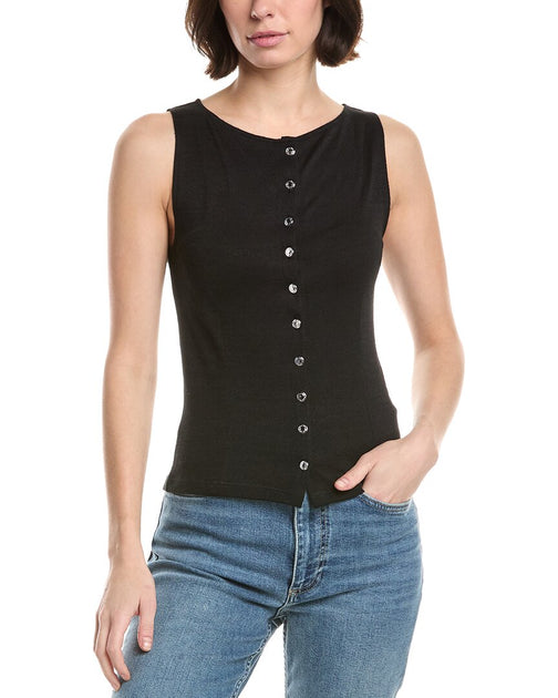 rag & bone The Knit Boat Neck Tank Black Large 2