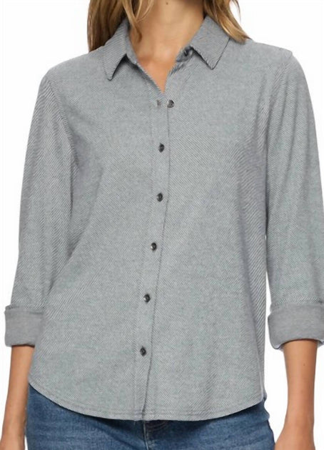 Flags & Anthem Lilly Knit Flannel Shirt Grey Large 3