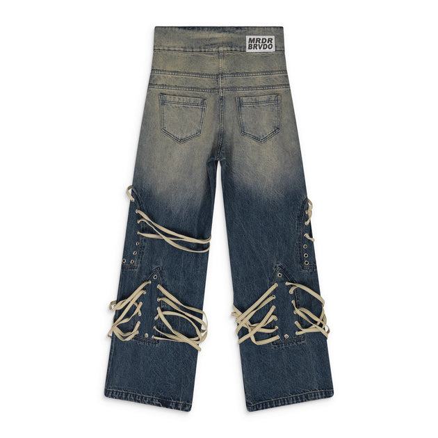 Who Decides War Laced Stained Wide-Leg Jeans Indigo 29 3