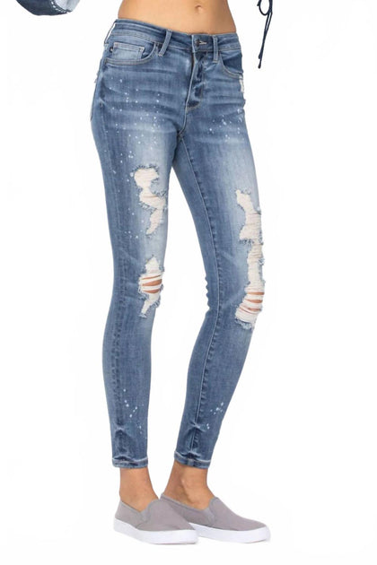 Judy Blue Bleached Distressed Skinny Jeans Multi US 14W 4
