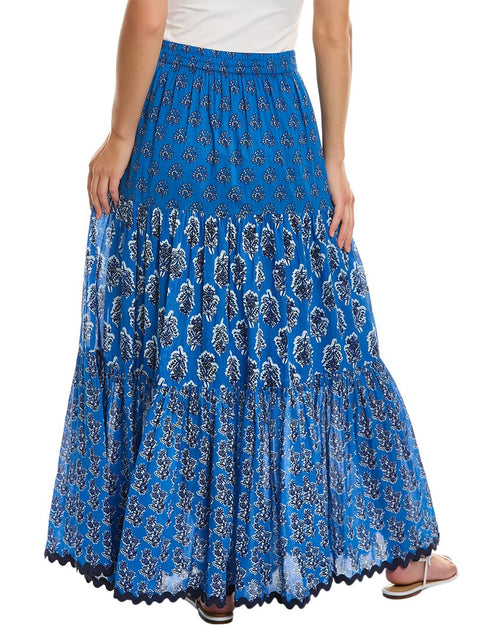 Ro's Garden Frilly Midi Skirt Blue Large 3