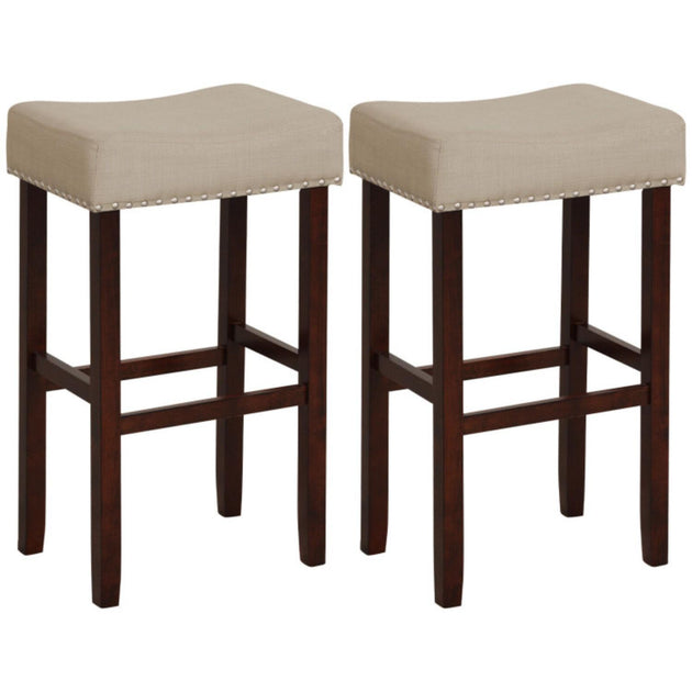 Hivvago 2er Set gepolsterte Barhocker Beige 2
