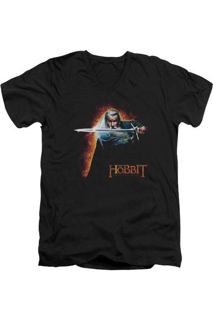 Gildan The Hobbit Secret Fire V-Neck T-Shirt Black XXL 2