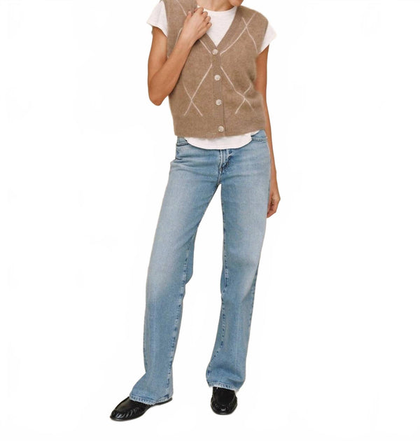 Bella Dahl Women's Cashmere Argyle Vest Spiced Chai Large 3