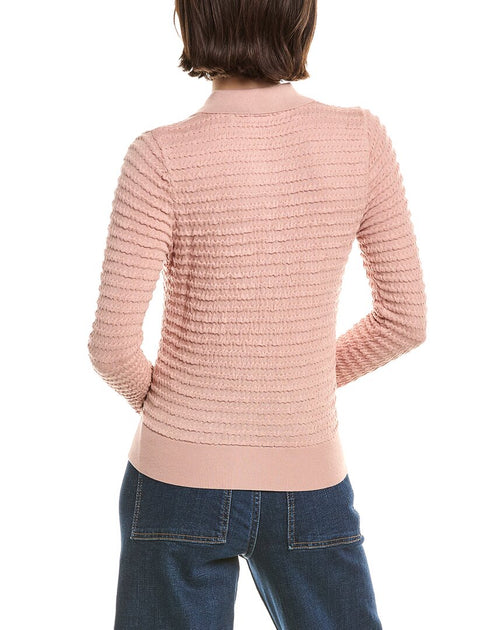 FRAME Denim Smocked Silk-Blend Cardigan Pink XXS 3